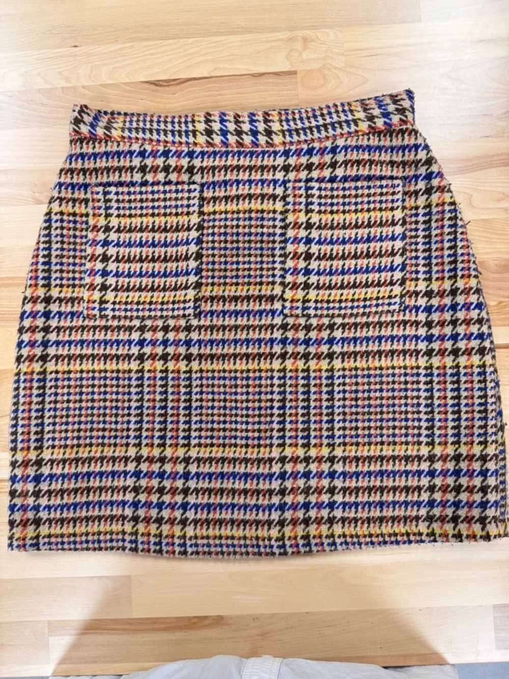 ModCloth Plaid Mini Skirt Wool Blend Houndstooth Multicolor A-Line Size M